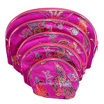 5 tlg. Beutel-Set aus Seide & Viskose mit Reißverschluss pink 6549 5 tlg. Beutel-Set aus Seide & Viskose mit Reißverschluss pink 6549